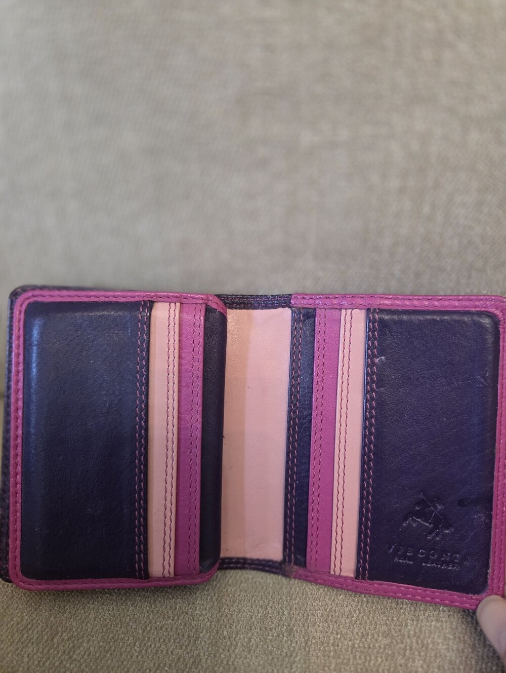 Visconti Soft Leather Trifold Card Wallet in Purple and Pink